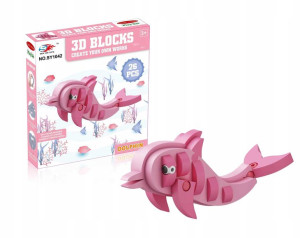Rózowy Delfin Klocki Piankowe Miękkie Puzzle 26el