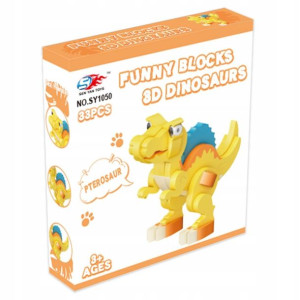 Dinozaur Żółte Klocki Piankowe Miękkie Puzzle 33el