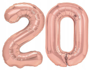 Balon 20 Cyfra Dwudzieste Urodziny Rose Gold 70cm