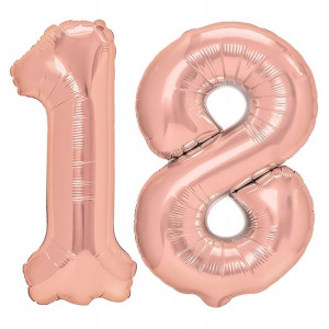 Balon 18 Cyfra Osiemnaście Rose Gold 70cm Urodziny