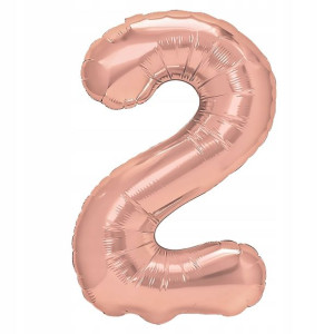 Balon 2 Cyfra Dwa Rose Gold 70cm Urodziny