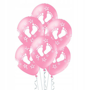 Balony Chrzest Roczek Baby Shower Dziewczynka 6szt