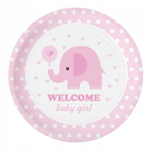 Talerzyki Na Baby Shower Różowe Dla Dziewczynki 01