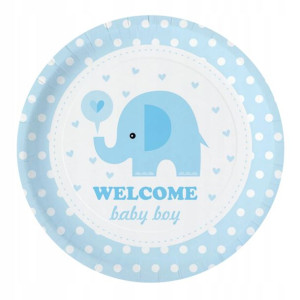 Talerzyki Na Baby Shower Niebieskie Dla Chłopca 01