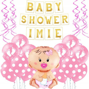 Zestaw Balony Baner Dekoracja Baby Shower +imię 02