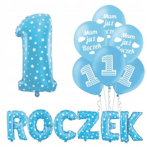 Zestaw Balonów Na Roczek Niebieski Dla Chłopca 04