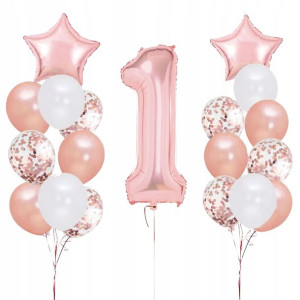 Balony Pierwsze Urodziny Rose Gold Dla Dziewczynki