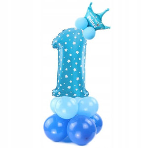 Balony Roczek Pierwsze Urodziny Niebieski Zestaw