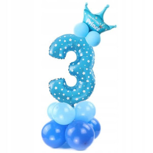 Balony Na Trzecie Urodziny Niebieski Zestaw