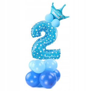 Balony Na 2 Drugie Urodziny Niebieski Zestaw