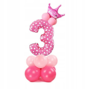Balony Na 3 Trzecie Urodziny Różowy Zestaw