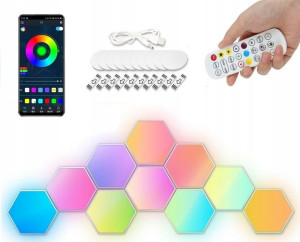 Lampa Hexagon plaster miodu RGB USB pilot Apka