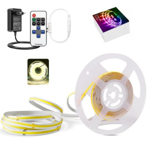 Taśma Led 10m Cob Zasilacz Pilot N. Biały 320led/m