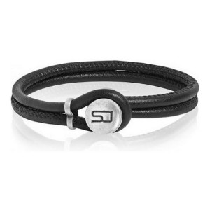 Bransoletka Damska Sif Jakobs BR458-BL-BK-21 Czarny Skórzany (21 cm)