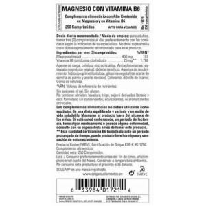 Magnez Solgar 30202 Witamina B6 (250 uds)