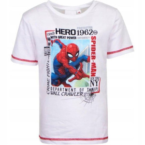 Koszulka T-shirt SPIDERMAN 128 Bawełna Biała 8+