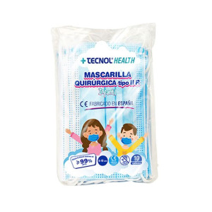 Maseczka Higieniczna Tecnol Dziecięcy 10 Sztuk Niebieski (Dziecięcy)
