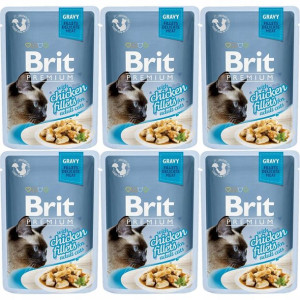 Brit Cat Pouch Gravy Fillets with Chicken 6x85g