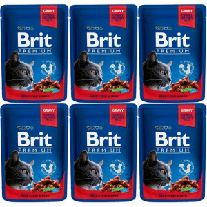 Brit Cat Pouches BEEF STEW&PEAS 6x100g