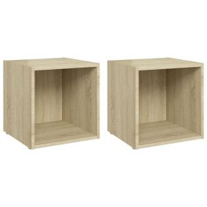 Szafki pod TV, 2 szt., dąb sonoma, 37x35x37 cm, płyta wiórowa
