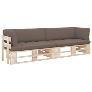 Sofa 2-osobowa z palet, z poduszkami, impregnowane drewno