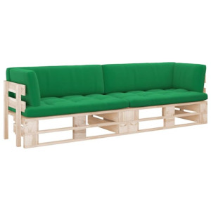 Sofa 2-osobowa z palet, z poduszkami, impregnowane drewno
