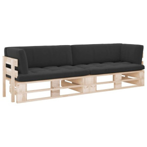 Sofa 2-osobowa z palet, z poduszkami, impregnowane drewno
