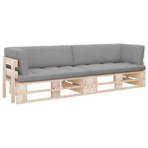 Sofa 2-osobowa z palet, z poduszkami, impregnowane drewno