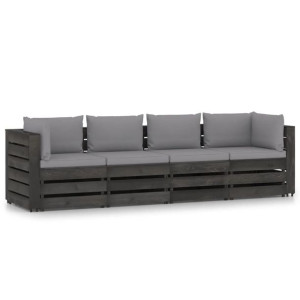 Ogrodowa sofa 4-os. z poduszkami, impregnowane na szaro drewno