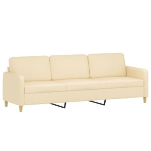 3-osobowa sofa, kremowa, 210 cm, tapicerowana tkaniną