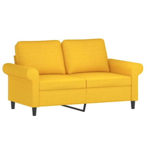 Sofa 2-osobowa, jasnożółta, 120 cm, tapicerowana tkaniną