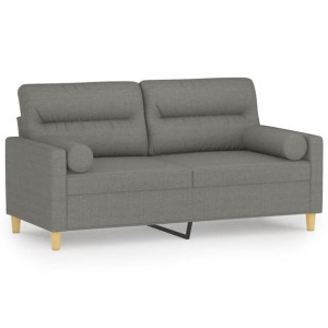 2-osobowa sofa wypoczynkowa z poduszkami, ciemnoszara, 140 cm