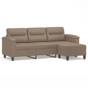 3-osobowa sofa z podnóżkiem, cappuccino, 180 cm, sztuczna skóra