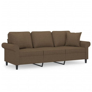 3-osobowa sofa wypoczynkowa z poduszkami, brązowa, 180 cm