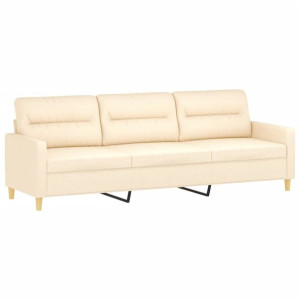 3-osobowa sofa, kremowa, 210 cm, tapicerowana tkaniną