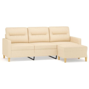 Sofa 3-osobowa, kremowa, 180 cm, tapicerowana tkaniną