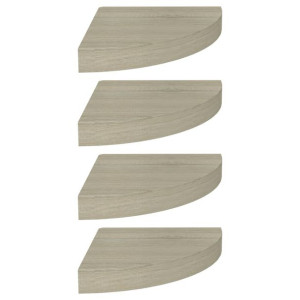 Narożne półki ścienne, 4 szt., kolor dębowy, 25x25x3,8 cm, MDF