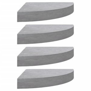 Narożne półki ścienne, 4 szt., szarość betonu, 25x25x3,8 cm MDF
