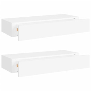 Półki ścienne z szufladą, 2 szt., białe, 60 x 23,5 x 10 cm, MDF