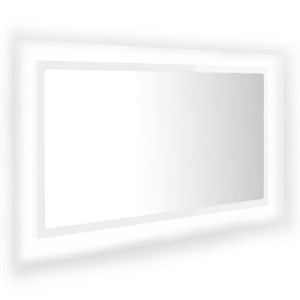 Lustro łazienkowe LED, wysoki połysk, białe, 80x8,5x37 cm