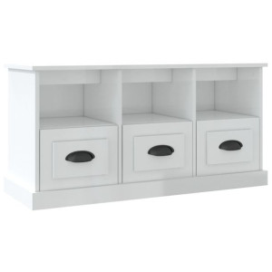 Szafka pod TV, wysoki połysk, biała, 100x35x50 cm