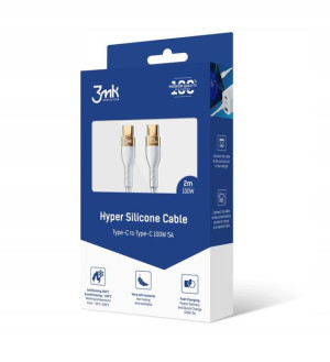 Kabel do ładowania 3mk USB-C/USB-C, 100W, 5A, 2m