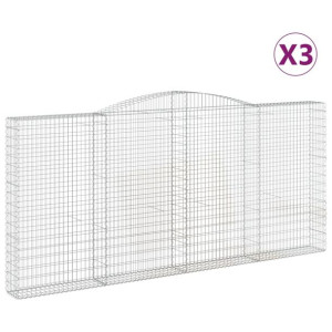 Kosze gabionowe, 3 szt, 400x30x180/200 cm, galwanizowane żelazo