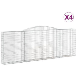 Kosze gabionowe, 4 szt, 400x30x140/160 cm, galwanizowane żelazo