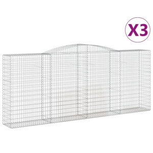 Kosze gabionowe, 3 szt, 400x50x160/180 cm, galwanizowane żelazo