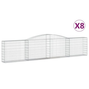 Kosze gabionowe, 8 szt, 400x30x80/100 cm, galwanizowane żelazo