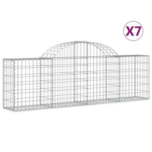 Kosze gabionowe, 7 szt, 200x30x60/80 cm, galwanizowane żelazo