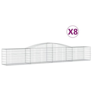 Kosze gabionowe, 8 szt, 400x50x60/80 cm, galwanizowane żelazo