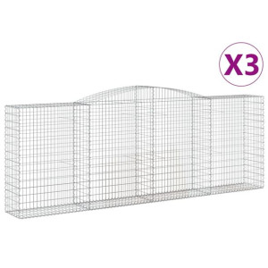 Kosze gabionowe, 3 szt, 400x50x140/160 cm, galwanizowane żelazo