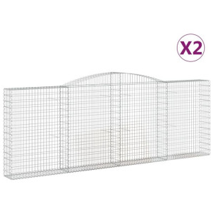 Kosze gabionowe, 2 szt, 400x30x140/160 cm, galwanizowane żelazo
